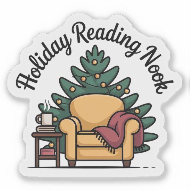 Holiday Reading Nook Cozy Christmas Sticker (Front)