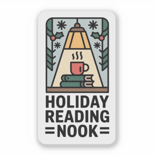 Holiday Reading Nook - Cozy Winter Book Sticker (Front)