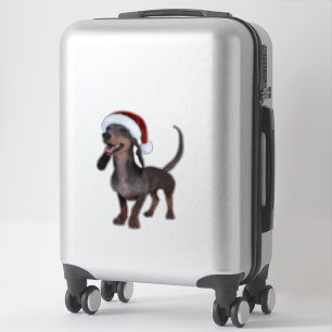 Holiday Ready Dachshund Sausage Dog With Santa Hat Sticker