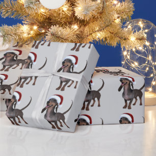 Holiday Ready Dachshund Sausage Dog With Santa Hat Wrapping Paper