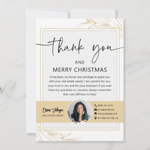 Holiday Real Estate Agent Photo Thank you Card