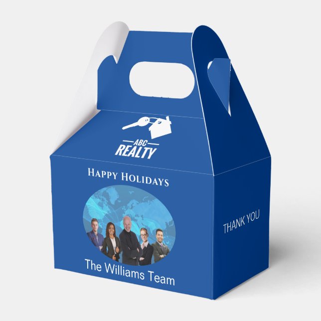Holiday Real Estate Blue Gift Favor Box (Front Side)