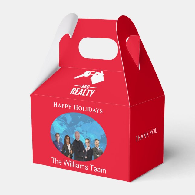 Holiday Real Estate Red Gift Favor Box (Front Side)
