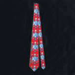 Holiday red and blue snowflakes and stars neck tie<br><div class="desc">Holiday red and blue snowflakes and stars pattern. 
Need more? Check out other holiday designs at my store! Cheers! :)</div>
