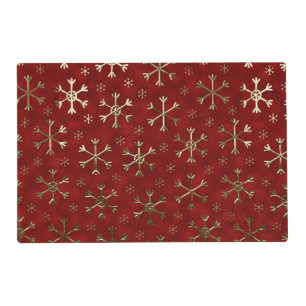 Holiday Red and Gold Metal Christmas Snowflakes Placemat
