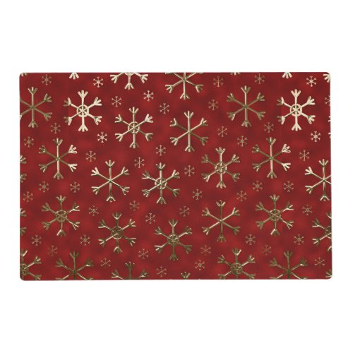 Holiday Red and Gold Metal Christmas Snowflakes Placemat