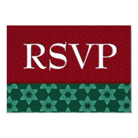 Holiday Red and Green Pattern RSVP Response 020 Card