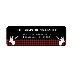 Holiday Red Buffalo Plaid Rustic Style Address Label