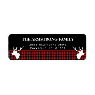 Holiday Red Buffalo Plaid Rustic Style Address Label