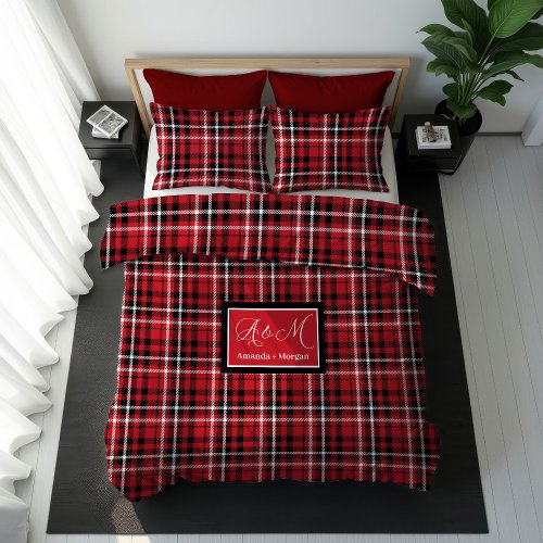 Holiday Red Duvet Cover Classic Plaid Wedding Gift