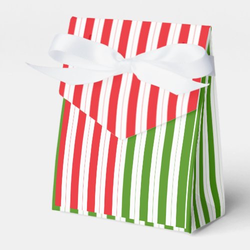 Holiday Red  Elf Green Candy Stripe Striped Favor Boxes