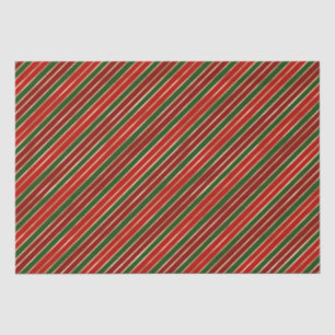 Holiday Red, Gold and Green Christmas Stripes Tissue Paper