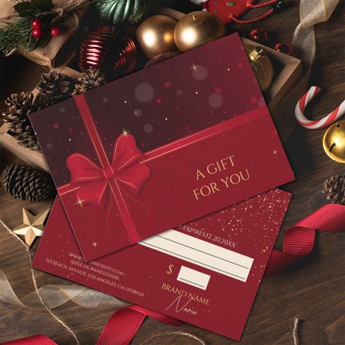 Holiday Red Gold Glitter Gift Certificate