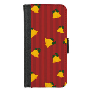 Holiday Red Gold Stripe Bells Christmas iPhone 8/7 Wallet Case