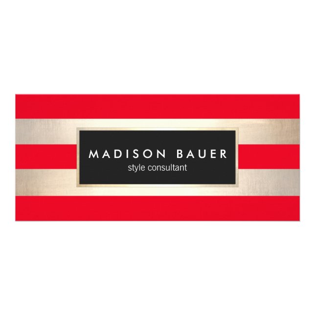 Holiday Red Gold Striped Spa Gift Certificate (Front)