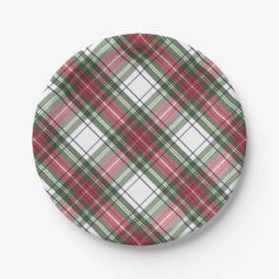 Holiday Red Green Plaid Christmas Party Plate