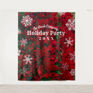 Holiday Red Green Snowflake    Party Backdrop