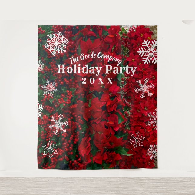 Holiday Red Green Snowflake  | Party Backdrop (Front)