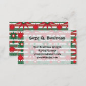 Holiday Red Green Stars Snowflakes Striped Pattern Business Card (Front/Back)
