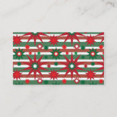 Holiday Red Green Stars Snowflakes Striped Pattern Business Card (Back)