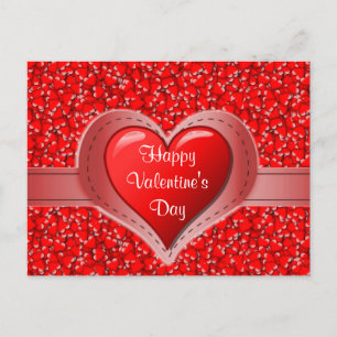Holiday Red Hearts Happy Valentine's Day Postcard