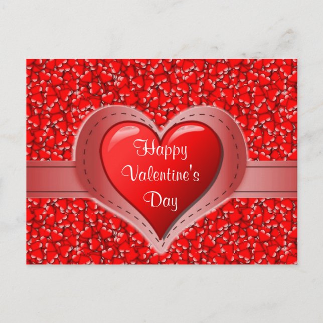 Holiday Red Hearts Happy Valentine's Day  Postcard (Front)
