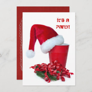 Holiday Red Party Cup and Cap Invitation