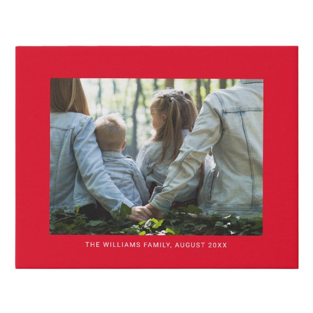 Holiday Red | Personalized Photo and Text Faux Canvas Print (Front)