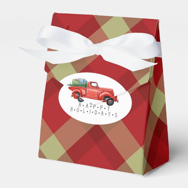 Holiday Red Pick Up Truck Favor Box (Front Side)