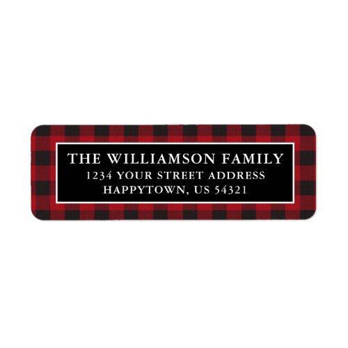 Holiday Red Plaid Christmas Return Address Labels