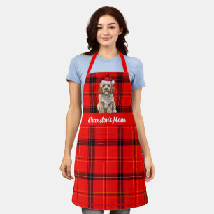Holiday Red Plaid Cockapoo Santa Dog Christmas Apron
