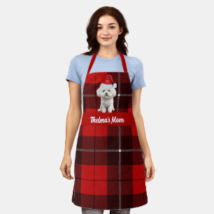 Holiday Red Plaid Coton de Tulear Dog Christmas Apron
