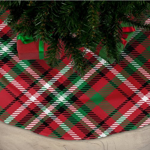 Holiday Red Plaid Pattern Brushed Polyester Tree Skirt