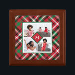 Holiday Red Plaid Photo Collage and Monogram Gift Box<br><div class="desc">Beautiful red,  green,  and white holiday plaid gift box features a four photo collage and center monogram. Shop this Christmas collection for coordinating greeting cards,  thoughtful gifts,  and seasonal decor!</div>