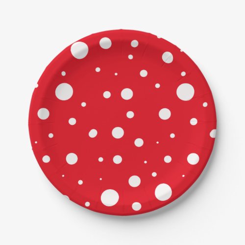 Holiday Red Snow Polka Dot Plates