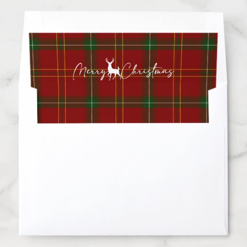 Holiday Red Tartan Plaid Merry Christmas   Envelope Liner