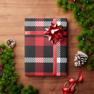 Holiday Red Twill Plaid Wrapping Paper