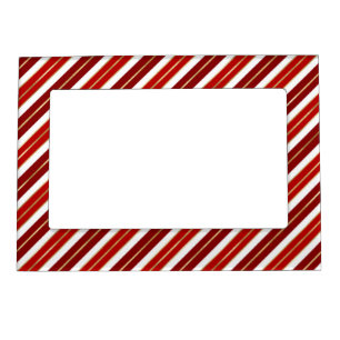 Holiday Red, White and Gold Foil Christmas Stripes Magnetic Frame