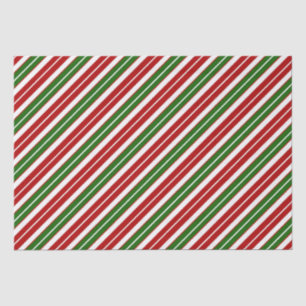 Holiday Red, White and Green Christmas Stripes Tissue Paper