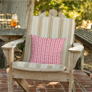 Holiday Red White Chevron Stripes on Reversible Outdoor Pillow