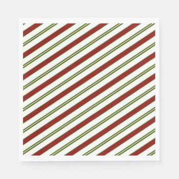 Holiday Red White & Green Candycane Stripe Napkin by Zhannzabar at Zazzle