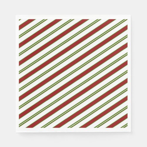 Holiday Red White  Green CandyCane Stripe Napkin