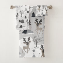 Holiday Reindeer Bath Set – Grey Fog