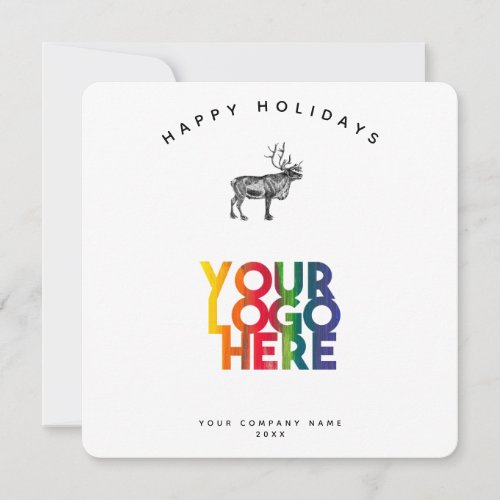 Holiday Reindeer Business Logo Christmas Card