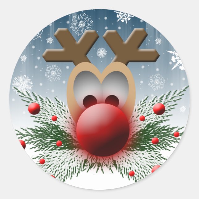 Holiday Reindeer Christmas Card Envelope Seals (Front)