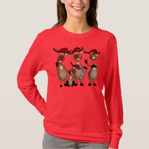 Holiday Reindeer Christmas Jumper Singing Reindeer T-Shirt