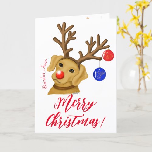 Holiday Reindeer Fox Red Lab Folded Greeting Card