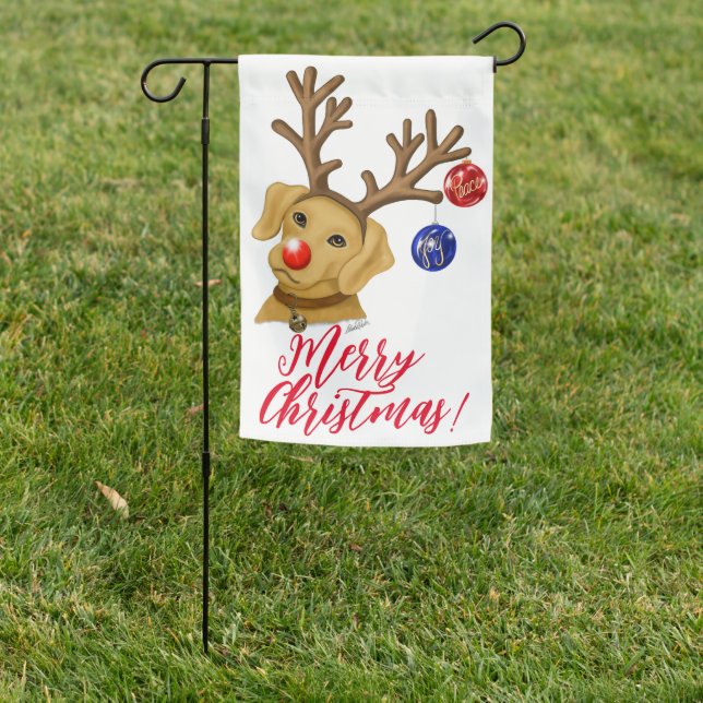 Holiday Reindeer Fox Red Lab  Garden Flag (In SItu)