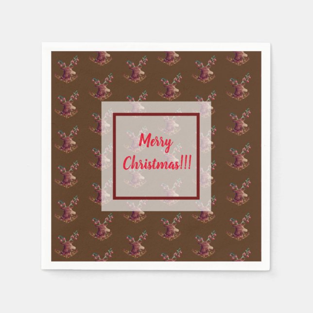 Holiday Reindeer Napkins (Front)