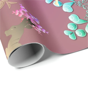 Holiday Reindeer Snowflakes Wrapping Paper